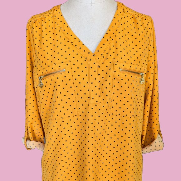 Adrienne Vittadini Polkadot 3/4 Sleeve Blouse - Picture 5 of 6